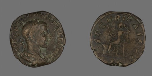 Sestertius (Coin) Portraying Emperor Gordianus, AD 238/244, Roman, Roman Empire, Bronze, Diam. 3.1