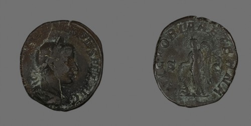 Sestertius (Coin) Portraying Emperor Gordianus, AD 238/244, Roman, Roman Empire, Bronze, Diam. 2.9