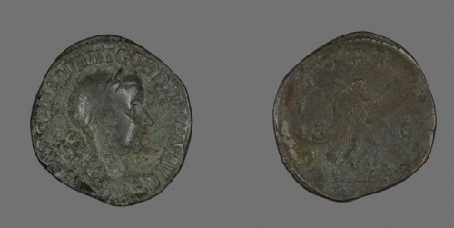 Sestertius (Coin) Portraying Emperor Gordianus, AD 238/244, Roman, Roman Empire, Bronze, Diam. 3.1