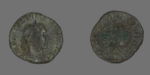 Sestertius (Coin) Portraying Philip the Arab, AD 244/249, Roman, Roman Empire, Bronze, DIam. 2.9