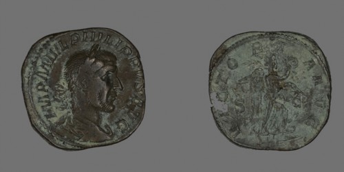Sestertius (Coin) Portraying Philip the Arab, AD 244/247, Roman, Roman Empire, Bronze, Diam. 3.1