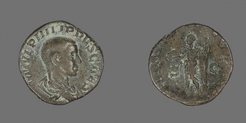 Sestertius (Coin) Portraying King Philip II, AD 244/246, Roman, minted in Rome, Roman Empire,