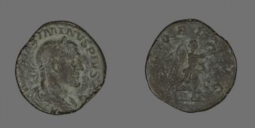 Sestertius (Coin) Portraying Emperor Maximinus, AD 235/236, Roman, minted in Rome, Roman Empire,