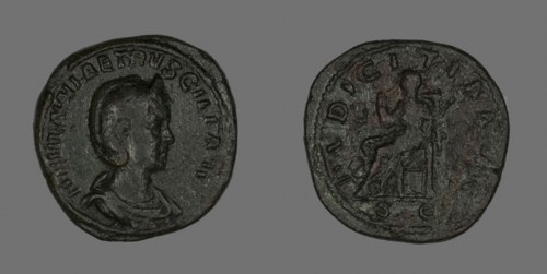 Sestertius (Coin) Portraying Empress Herennia Etruscilla, AD 249/251, Roman, minted in Rome, Roman