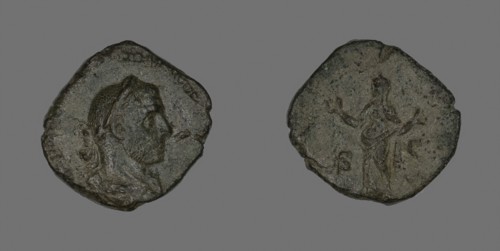 Sestertius (Coin) Portraying Emperor Trebonianus Gallus, AD 251/253, Roman, minted in Rome, Roman