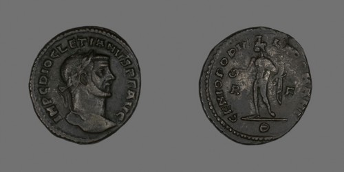 Follis (Coin) Portraying Emperor Diocletian, AD 298/299, Roman, minted in Rome, Roman Empire,