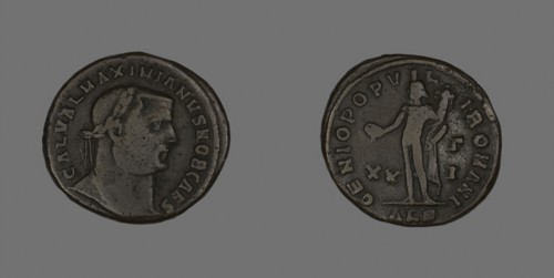 Follis (Coin) Portraying Emperor Galerius Valerius Maximianus (Galerius), about AD 301, Roman,