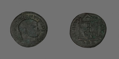 Follis (Coin) Portraying Emperor Maxentius, AD 308/310, Roman, minted in Rome, Roman Empire,