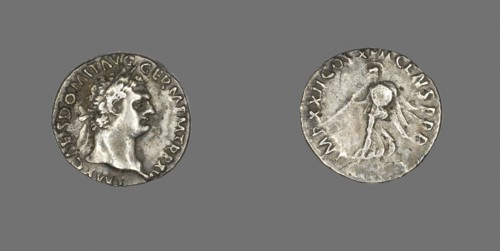 Denarius (Coin) Portraying Emperor Domitian, AD 95/96, Roman, minted in Rome, Roman Empire, Silver,