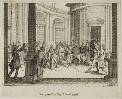The Stoning of Jesus, from The New Testament, 1635, Jacques Callot (French, 1592-1635), published