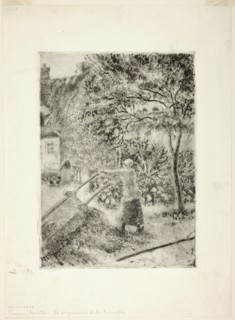 Woman Emptying a Wheelbarrow, 1880, Camille Pissarro, French, 1830-1903, France, Aquatint and