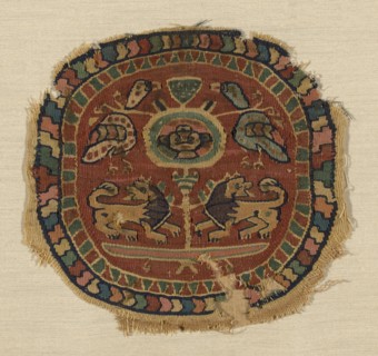 Roundel, Roman period (30 B.C.–641 A.D.)/ Sassanid period (621–629), 6th/8th century, Coptic,