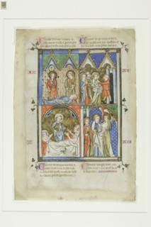 Scenes from the Miracles of St. Peter, from a Bible Historiale or Pictorial New Testament, c. 1350,