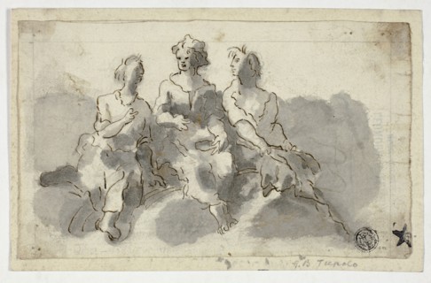 Three Seated Figures (recto), Seated Man in Profile (verso), n.d., Unknown artist, Italian, 17th