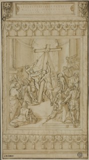 Saint Helena Kneeling before the True Cross, c. 1582, Cesare Nebbia, Italian, 1536-1614, Italy, Pen