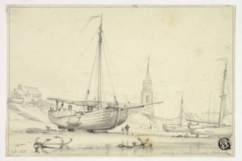 Church at Scheveningen, October 1838, Edward William Cooke, English, 1811-1880, England, Graphite