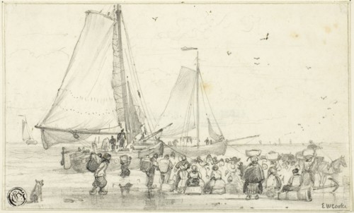 The Catch Coming In, n.d., Edward William Cooke, English, 1811-1880, England, Graphite on ivory