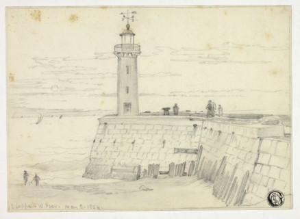 Dieppe, West Pier, May 6, 1854, Edward William Cooke, English, 1811-1880, England, Graphite on