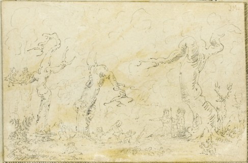 Comic Scene III, n.d., George Cruikshank, English, 1792-1878, England, Pen and ink on paper, 75 ×