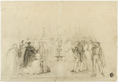 Study, n.d., Possibly John Hayter, English, 1800-after 1891, England, Black chalk, with stumping,