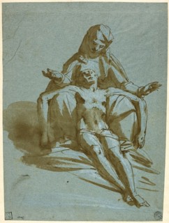 Pietà, n.d., Attributed to Luca Cambiaso, Italian, 1527-1585, Italy, Pen and brown ink with brush