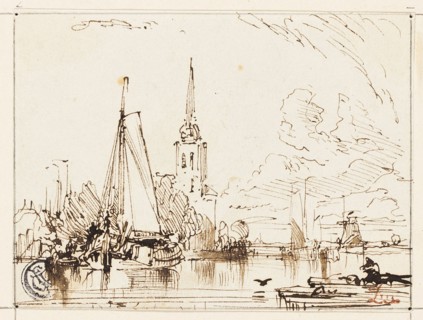 On the Thames, n.d., William Leighton Leitch, Scottish, 1804-1883, Scotland, Pen and brown ink on