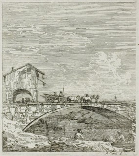 The Wagon Passing over a Bridge, from Vedute, 1735/44, Canaletto, Italian, 1697-1768, Italy,