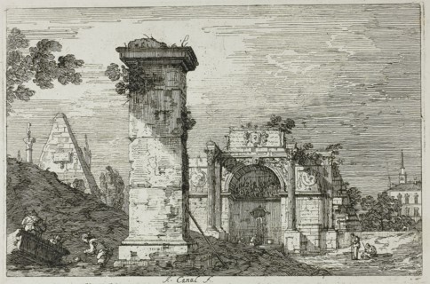 Landscape with Ruined Monuments, from Vedute, 1735/44, Canaletto, Italian, 1697-1768, Italy,