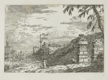 Landscape with Tower and Two Ruined Pillars, from Vedute, 1735/44, Canaletto, Italian, 1697-1768,