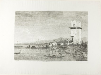 The Tower of Malghera, from Vedute, 1735/44, Canaletto, Italian, 1697-1768, Italy, Etching in black