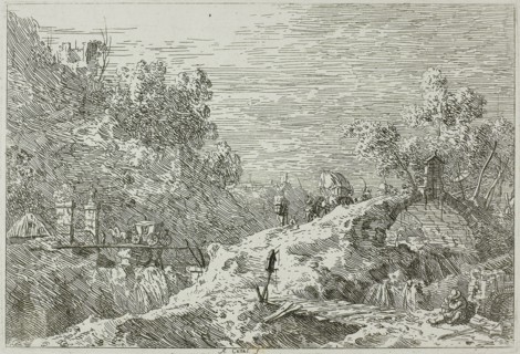 Mountain Landscape wih Five Bridges, from Vedute, 1735/44, Canaletto, Italian, 1697-1768, Italy,