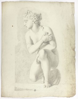 Statue of Crouching Venus, 1774, John Downman, English, 1750-1824, England, Charcoal with stumping