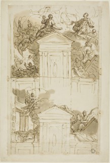 Study, c. 1719, James Thornhill, English, 1675-1734, England, Pen and brown ink with brush and tan