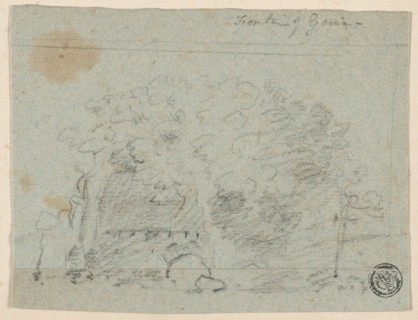 Sketch of Trees Near Bridge (recto), Sketch of Building (verso), n.d., Attributed to Richard