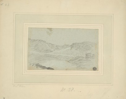 Hilly Landscape, n.d., Attributed to Richard Wilson, English, 1714-1782, England, Charcoal on blue