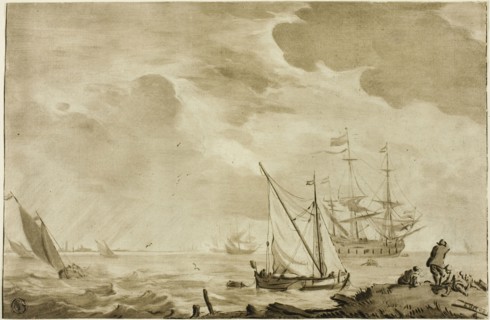 Seascape, n.d., Jacob Cornelis Ploos van Amstel (Dutch, 1726-1798), or after Ludolf van Bakhuyzen