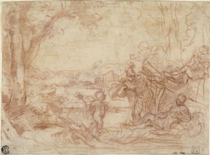Mars and Venus (recto and verso), Guillaume Courtois, French, 1628-1679, France, Red chalk on ivory