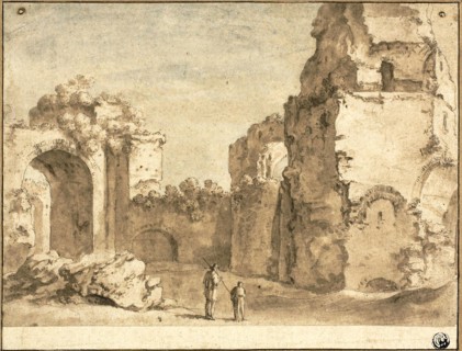 Roman Ruins, n.d., Circle of Bartholomeus Breenbergh, Dutch, 1598-1657, Holland, Pen and brown ink,