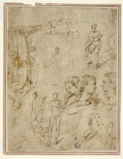 Sketches of Figures and Heads, n.d., Pieter de Molijn, Dutch, 1595-1661, Netherlands, Pen and brown