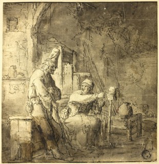 Old Peasant Couple in Cottage, n.d., After Adriaen van Ostade (Dutch, 1610-1685), or possibly