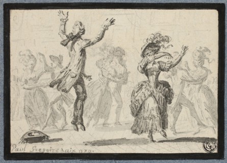 Ladies and Gentlemen Dancing, c. 1780, Paul Grégoire, French, fl. 1781-1823, France, Brush and gray