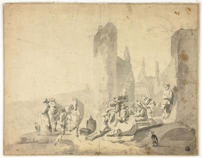 Harborside Scene with Various Figures, n.d., Hendrik Verschuring (Dutch, 1627-1690), or Thomas Wyck