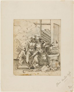 Venus in Vulcan’s Forge (recto), Geometry (verso), c. 1607, Hermann Weyer (German, c. 1596-1621),