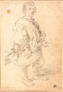 Portrait of a Boy, n.d., School of Diego Velázquez, Spanish, 1599-1660, Spain, Black chalk, with