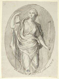 Woman with Staff and Phrygian Cap, 1787, Heinrich Anton Melchior, German, 1771-1796, Germany, Pen