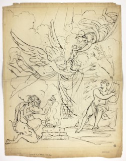 Unidentified Mythological Birth Scene (recto), Cupid and Psyche (verso), n.d., Unknown Artist,