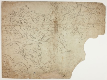 Saints, or Allegorical Figures and Putti on Clouds, n.d., Attributed to Giovanni Battista Beinaschi