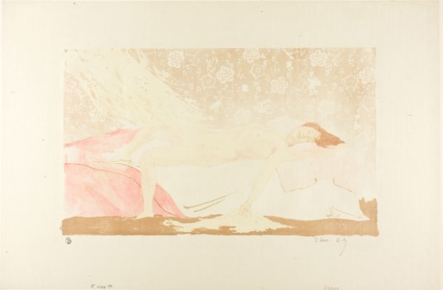 Danaë, 1894, Alexandre Lunois, French, 1863-1916, France, Lithograph in brown, pink and yellow on