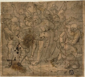 Mocking of Christ, 1562, Follower of or after Luca Cambiaso, Italian, 1527-1585, Italy, Pen and