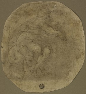 Seated Male Figure with Large Tablet (recto), Figure Study (verso), n.d., Follower of Luca